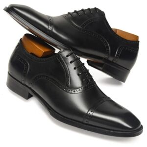 Regent Black Leather & Suede-Panel Brogue Oxford