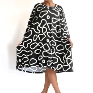 Monochrome Muse Oversized Swing Dress
