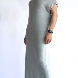Luna Luster Silver Metallic Maxi Dress