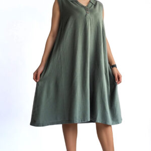 Forest‐Green Sleeveless Polo Swing Dress