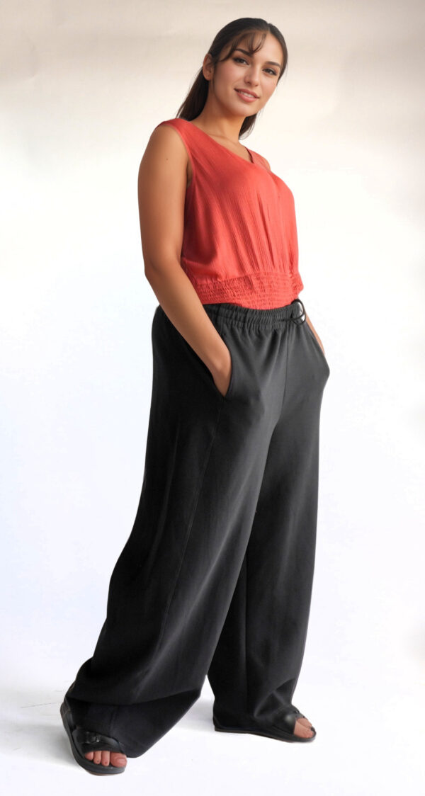 Coral Textured Shell & Wide-Leg Utility Pant Set - Image 3