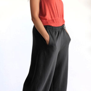 Coral Textured Shell & Wide-Leg Utility Pant Set