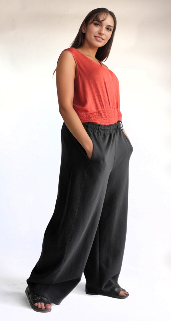 Coral Textured Shell & Wide-Leg Utility Pant Set