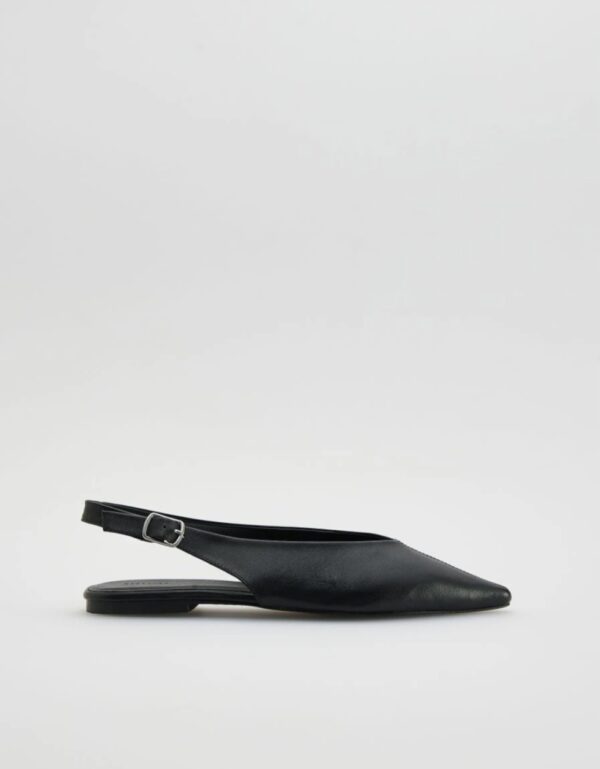 Arctic Shadow Pointed-Toe Slingback Flats Leather Ballerinas - Image 4