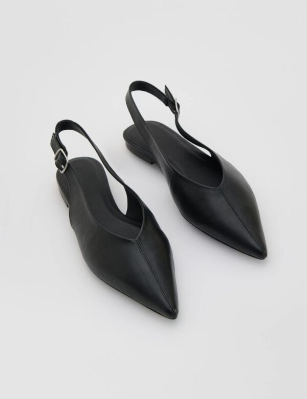 Arctic Shadow Pointed-Toe Slingback Flats Leather Ballerinas - Image 3