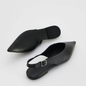 Arctic Shadow Pointed-Toe Slingback Flats Leather Ballerinas