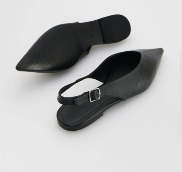 Arctic Shadow Pointed-Toe Slingback Flats Leather Ballerinas - Image 5