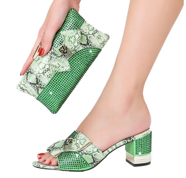 Luxe Crystal-Embellished Clutch & Block-Heel Mule Set - Image 5