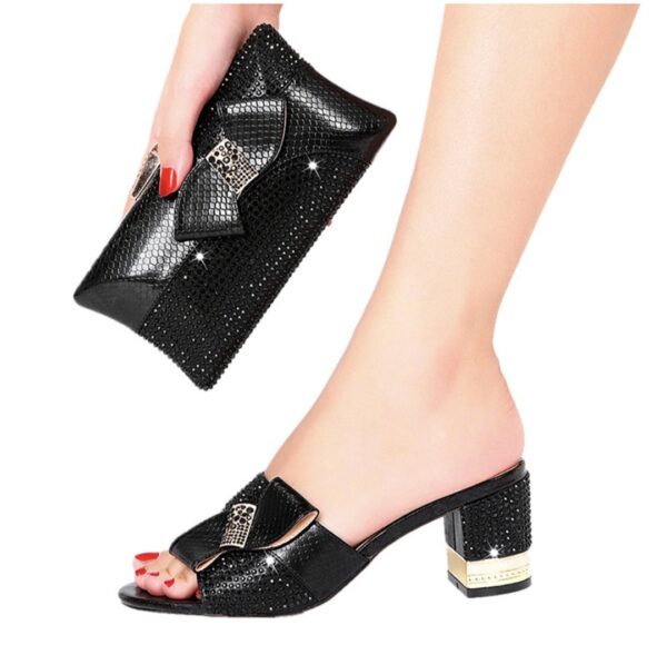 Luxe Crystal-Embellished Clutch & Block-Heel Mule Set - Image 3