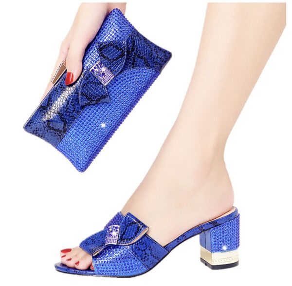 Luxe Crystal-Embellished Clutch & Block-Heel Mule Set