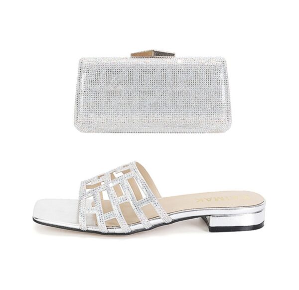 Luminous Orbit Crystal Clutch & Block-Heel Mule Set - Image 13