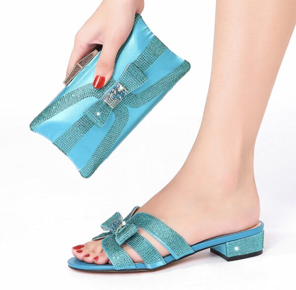 Luminous Orbit Crystal Clutch & Block-Heel Mule Set - Image 12