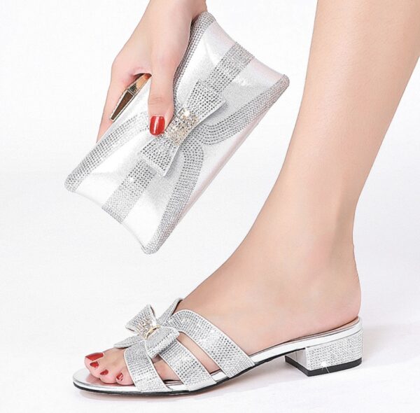 Luminous Orbit Crystal Clutch & Block-Heel Mule Set - Image 11