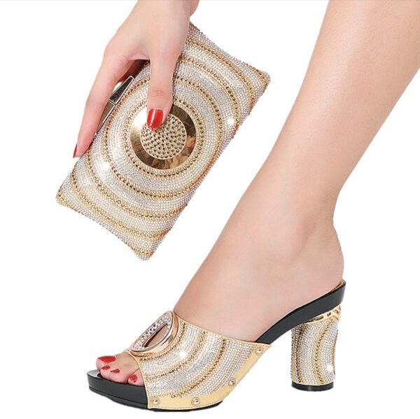 Luminous Orbit Crystal Clutch & Block-Heel Mule Set - Image 6