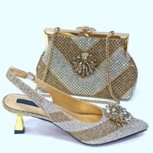 Aurora Crystal-Embellished Clutch & Slingback Mule Set